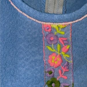 1950s 1960s blue handmade dress flower and pearl details vintage mod retro